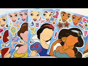Disney Princess Sticker Book Makeover|Paper DIY Decorate Snow White Belle Jasmine Rapunzel Stickers