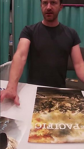 Joseph Mazzello signing my The Pacific poster
