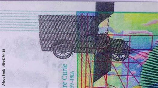 Dynamic, fast-paced stop motion animation featuring a 500 Franc banknote. The rapid, jittery movement conveys concepts of high-frequency trading, fast cash flow, economic dynamics, and global financia