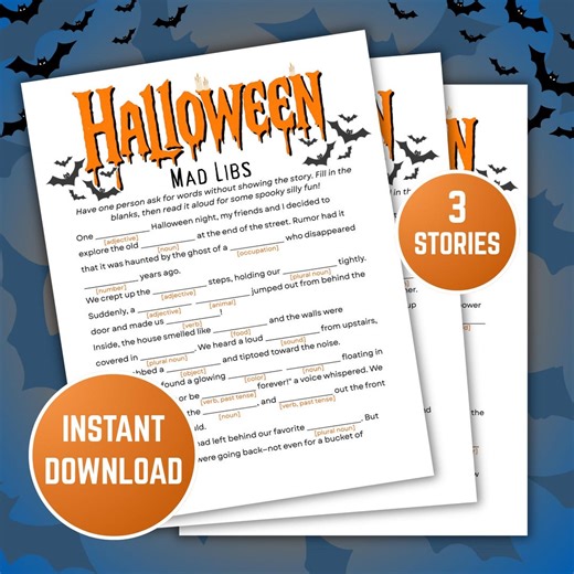 Halloween Mad Libs Game, Printable Spooky Story Game for Kids, Teens & Adults, Fun Gothic Halloween Game Night Activity, Digital Download - Etsy