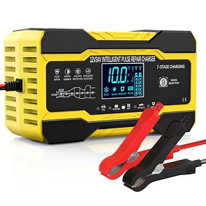 10-Amp Car Battery Charger, 12V and 24V Smart Fully Automatic Battery Trickle Charger Maintainer with Temp Compensation for Truck Motorcycle Lawn Boat Marine Lead Acid Batteries Lead Acid Battery - Walmart.com