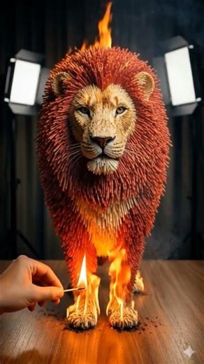 Matchstick Sculpture Catches FireIncredible Transition) Satisfying Matchstick Art Burning #shorts