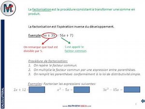 3ème - CALCUL LITTERAL - Factorisation