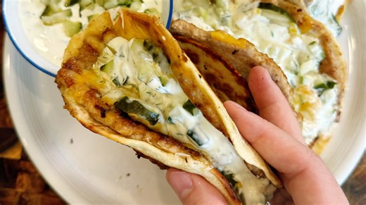 Cheesy Chicken Pickle Smashed Tacos Recipe