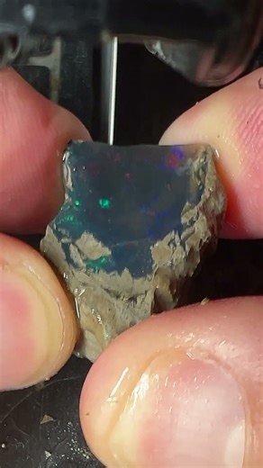 Greatest Black Opal We Ever Sliced Fresh from the Mining Site!
