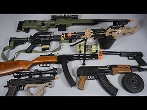 AK47 and M249 Shell ejecting Nerf Gun Toy Gun M4 or AR15 Airsoft - Realistic Toy Guns Collection