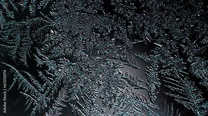 The appearance of frost patterns on glass. Macro