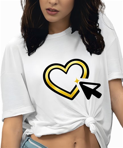 Heart Cursor Click Shirt, Minimal Gold Heart, Tech Lover Gift, Modern Casual - Etsy