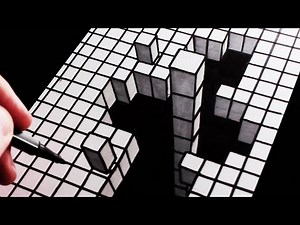 How to Draw 3d Trick Art: Draw a Hole with Cubes