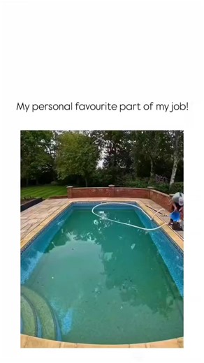 Stranger learn on Instagram: "The video captures a 31-second time-lapse of professional pool cleaning, using a submersible vacuum and filtration pump to remove algae and debris from a murky green pool, restoring it to clear blue water without draining, a method that circulates and treats 80-90% of the volume efficiently. Posted by @adindamda , a verified pool maintenance specialist with 2,455 followers, the content emphasizes job satisfaction amid high engagement, including 3,220 likes and 840,0