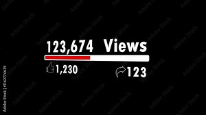 Counter increasing in social web with progress bar. media statistics likes and share