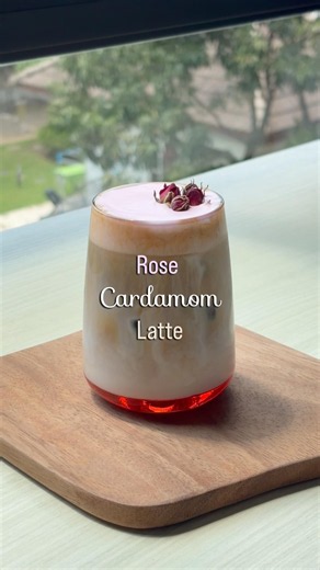 Rose Cardamom Latte, A floral twist spice twist in coffee. #asmr #coffeerecipe #homecafe #coffee