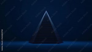 Illuminating geometric pyramid with dynamic lighting in a dark setting Stock Video
