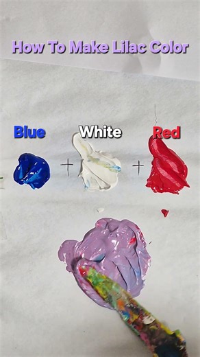 How To Make Lilac Color from just Blue White and Red #colormixing #paintmixing #lilac