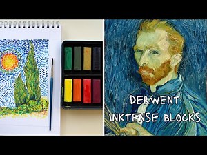 How to use Derwent Inktense Blocks : Easy landscape painting in the style of Van Gogh