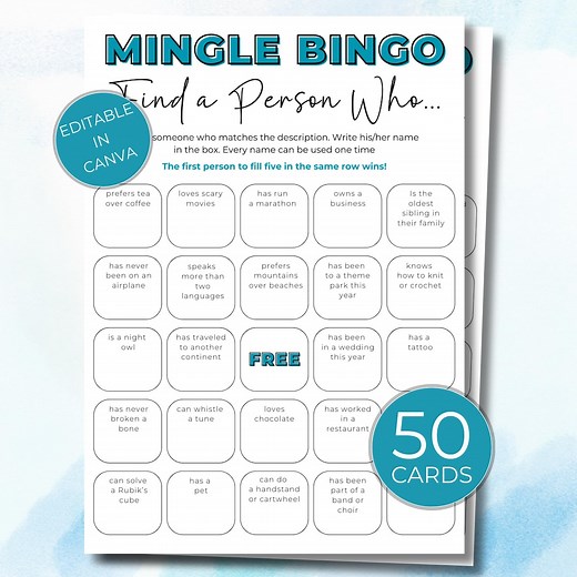 Mix and Mingle Bingo, Get to Know You Questions, Find Someone Who, Ice Breaker Bingo, Workplace Bingo, Class Reunion Games, Icebreaker - Etsy