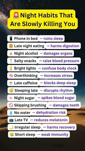 Night Habits That Are Slowly Killing You. #shorts #healthylifestyle
