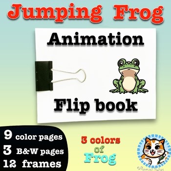Jumping Frog coloring & loop animation flip book for 2nd - 6th grade, homeschool