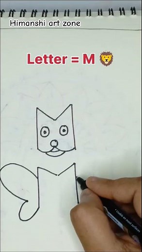 how to draw lion 🦁 | letter drawing #shorts #art #drawing #lion #youtube #satisfying #video #letter