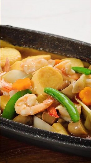 铁板虾球日本豆腐 🍤 Sizzling Hot Plate Tofu with Prawns