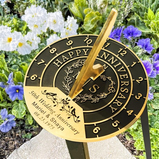 Golden Anniversary Gift Sundial • Brass Wedding Gift Idea for Couples • 50th Wedding Anniversary Celebration Present - Etsy