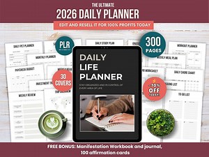 PLR Life Planner, Editable Life Planner & 2026 Calendar Bundle, Resell Rights PLR 2026 Digital Planner, Done-for-you Digital Products PLR - Etsy