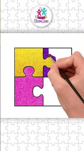 Cómo dibujar un Puzzle Cuadrado - Dibujos para niños #shorts #dibujos #chikiarte