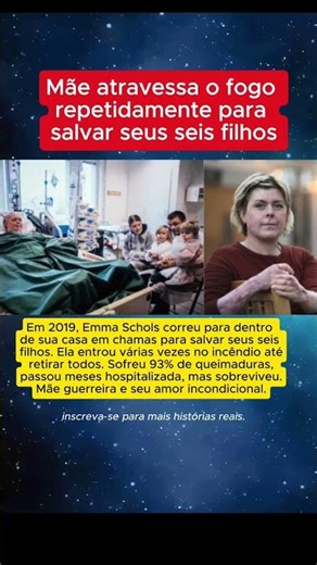 Mãe atravessa o fogo repetidamente para salvar seus seis filhos.