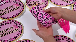 Grencian 96 Pcs Pink Leopard Birthday Party Supplies Cheetah Print Decorations Leopard Print Paper Plates Disposable Animal Jungle Safari Tableware Set for Girls Wild Birthday Cheetah Themed Party