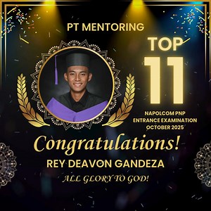 TOP 11 - PNPE ENTRANCE EXAM OCTOBER 2025 REY DEAVON GANDEZA | PT Mentoring and Review