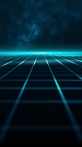 Download Vertical video - retro futuristic cyberpunk grid motion background with blue glowing light beams. This stylish synthwave animation is full HD and a seamless loop. for free