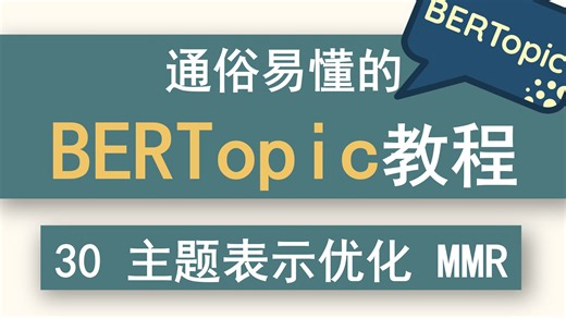 30 通俗易懂的BERTopic教程—主题聚类：主题表示优化，MMR模型