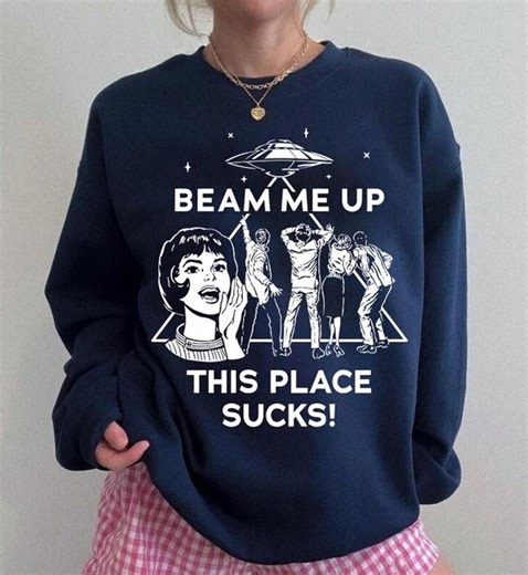 Unisex Alien UF0 Abduction Beam Me up Quote Crewneck Sweatshirt, Retro Sci-fi Graphic Pullover, Funny Space Humor Gift - Etsy