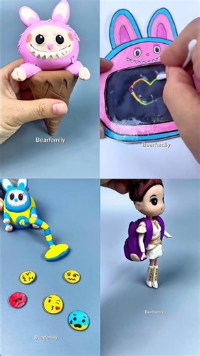 My Labubu World – All Clay Creations | BearFamily #shorts #diy #art #toys #love