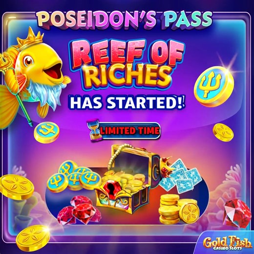 🔱New season, new treasures! 𝐑𝐞𝐞𝐟 𝐨𝐟 𝐑𝐢𝐜𝐡𝐞𝐬 is here!🌊 💥Comment 🔱 below for a chance to win free coins! 𝟏𝟎 𝐋𝐔𝐂𝐊𝐘 𝐆𝐎𝐋𝐃𝐈𝐄𝐒 will win 🔥𝟓𝟎𝟎 𝐌𝐈𝐋𝐋𝐈𝐎𝐍 𝐂𝐎𝐈𝐍𝐒!🔥 Don't forget to 𝐋𝐈𝐊𝐄 𝐒𝐇𝐀𝐑𝐄 our post! 💰Grab the 𝐅𝐑𝐄𝐄𝐁𝐈𝐄𝐒 below!👇 https://bit.ly/3Lf20oQ | Gold Fish Casino Slots Community