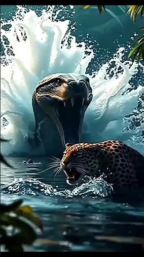 Leopard vs. Giant Anaconda battle #shortvideo #shortsfeed #animalbattle