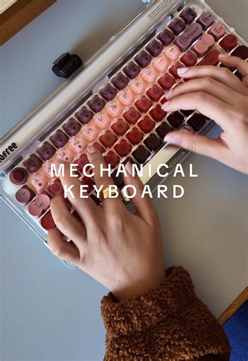 This Lofree Lipstick keyboard is such a vibe 🤍It’s a mechanical keyboard but feels soft, creamy, and honestly just makes my desk happier. The clicks are so satisfying and it fits perfectly with my cozy setup ✨ #mechanicalkeyboard #desksetup #cozyworkspace #wfhlife #deskaesthetic