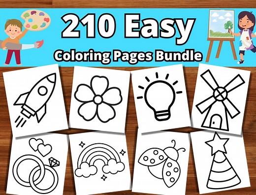 210 Easy Coloring Pages for Small Kids, Toddler, Preschool, Home-school, Kindergarten Book - Instant Download - Etsy