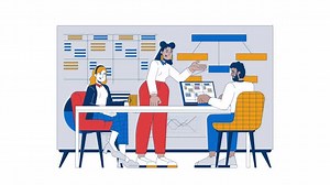 Productive collaboration in meeting room cartoon animation