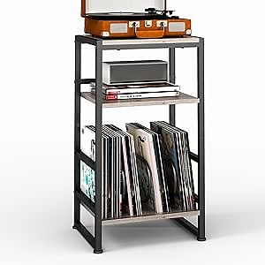 Record Player Stand,3-Tier Record Player Table with U-Shaped Vinyl Storage Up to 120 Albums,28" H End Table Turntable Stand with Storage,Record Table Vinyl for Living Room Bedroom