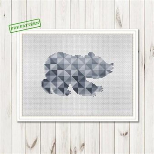 Modern Geometric Cross Stitch Pdf Pattern Bear Nursery Easy Xstitch Chart PDF Download - Etsy