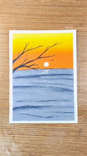 Oil pastel nature scenery painting shorts #oilpastel #painting #shorts #acrylicscenery