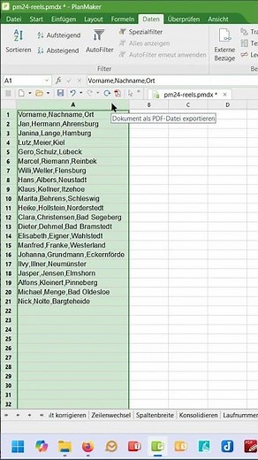 PlanMaker Text in Spalten