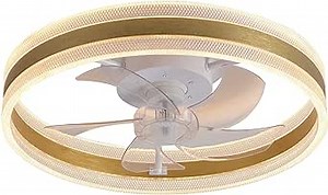 20" Caged Ceiling Fans with Lights Remote Control, 6Wind Speeds & Timing & LED Light & Invisible Blades, Reversible Ceiling Fans for Kitchen, Bedroom, Dining Room(Golden)