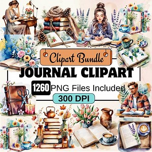1260 Watercolor Journal Clipart,watercolor Planner Clipart Bundle, Junk Journal Clipart Clipart, Journal Aesthetic Png, Cozy Planner Clipart - Etsy