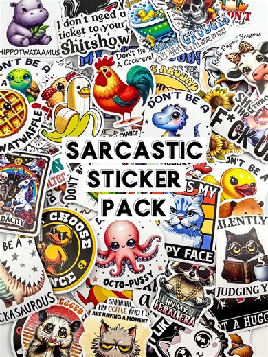 Sarcastic Quotes Sticker Pack: Funny Adult Humor, Waterproof Vinyl - Etsy