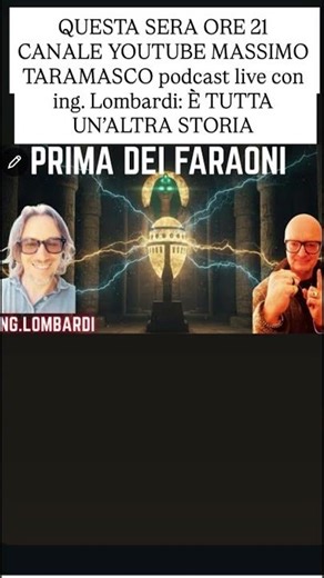 È TUTTA UN’ALTRA STORIA QUESTA SERA ORE 21 live con ing. Lombardi #massimotaramasco #misteri