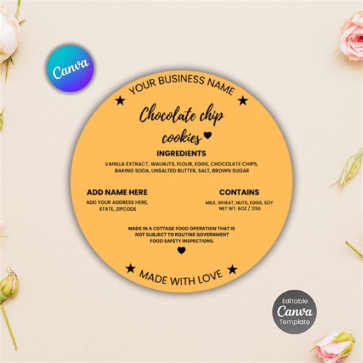 Editable Food Cottage Label Template| Printable and Editable Food Cottage Label|customizable| - Etsy