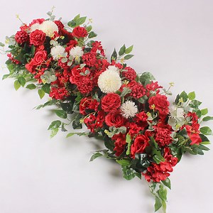 [Hot Item] Silk Red Artificial Flowers Runner for Wedding Centerpiece Table Flower