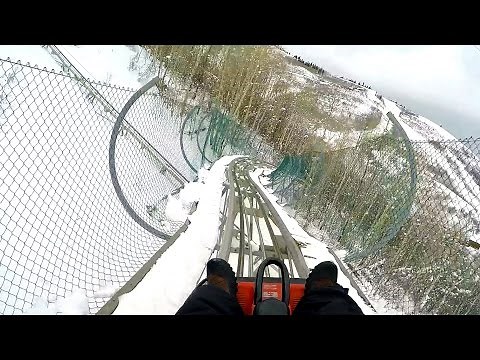 Park City Alpine Coaster POV Roller Coaster in the SNOW Utah Ski Resort 60fps